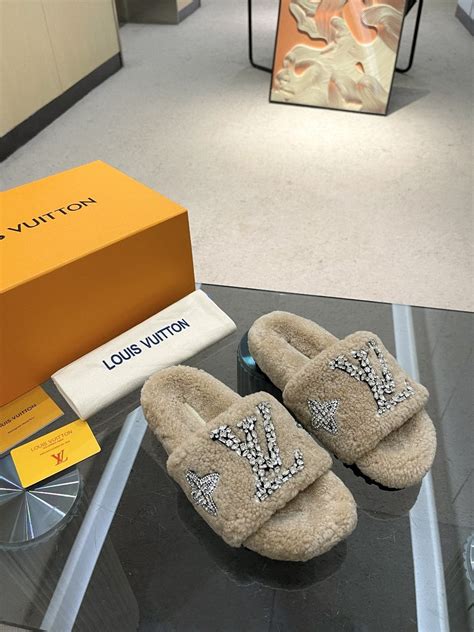 lv women slides|louis vuitton fuzzy slides.